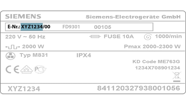 Your model number can be found on your rating plate